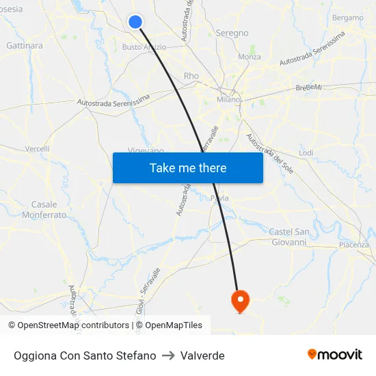 Oggiona Con Santo Stefano to Valverde map