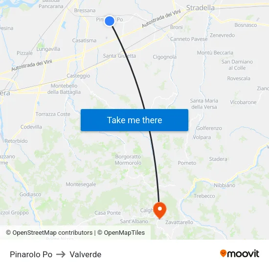 Pinarolo Po to Valverde map