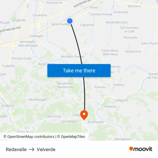 Redavalle to Valverde map