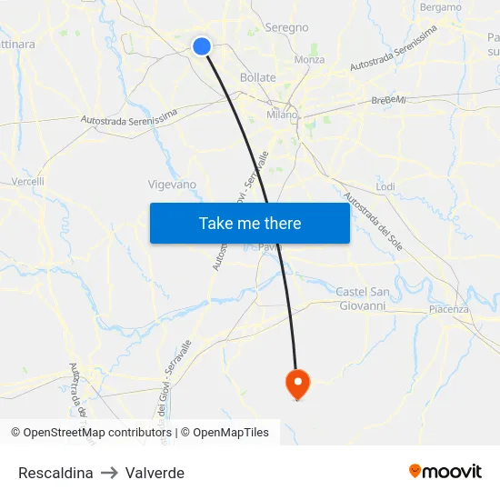 Rescaldina to Valverde map