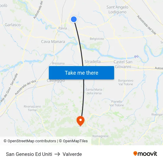 San Genesio Ed Uniti to Valverde map