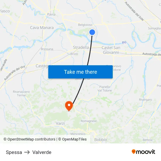Spessa to Valverde map