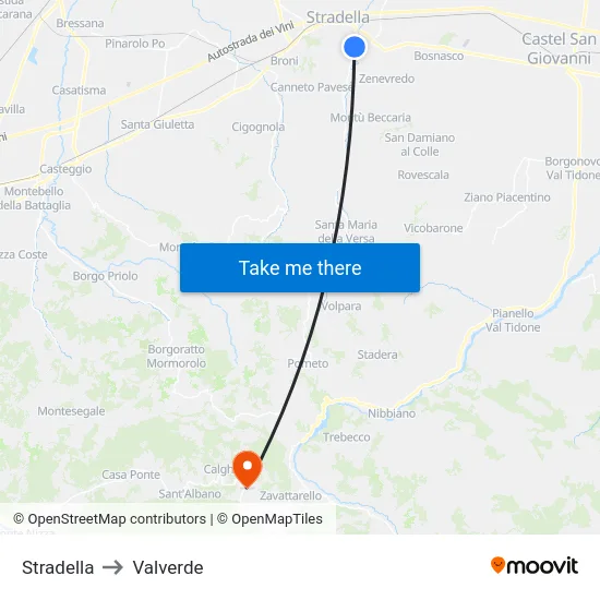 Stradella to Valverde map