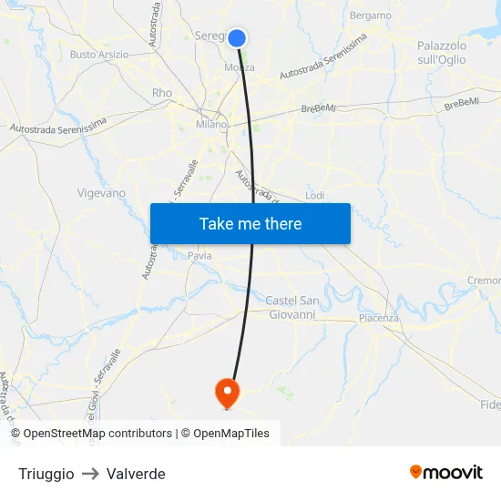 Triuggio to Valverde map