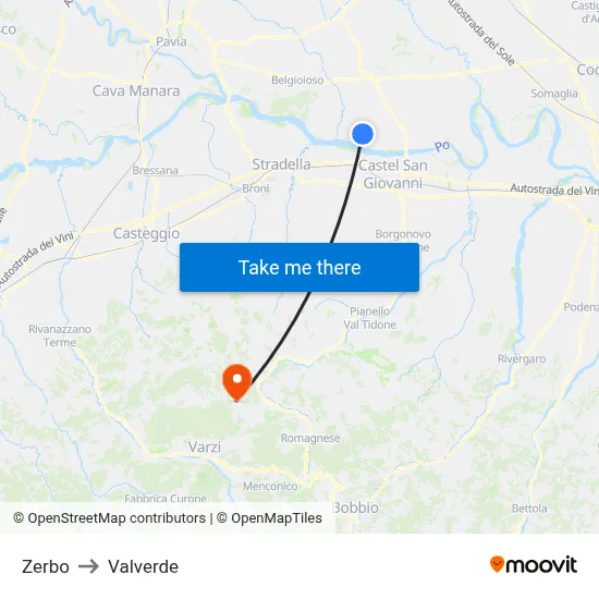 Zerbo to Valverde map