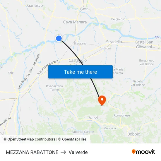 Mezzana Rabattone to Valverde map