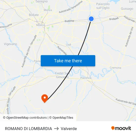 ROMANO DI LOMBARDIA to Valverde map