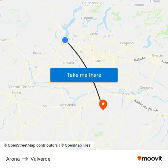 Arona to Valverde map
