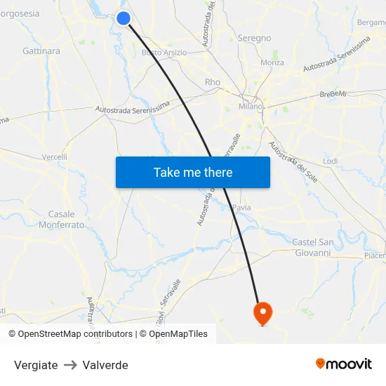 Vergiate to Valverde map