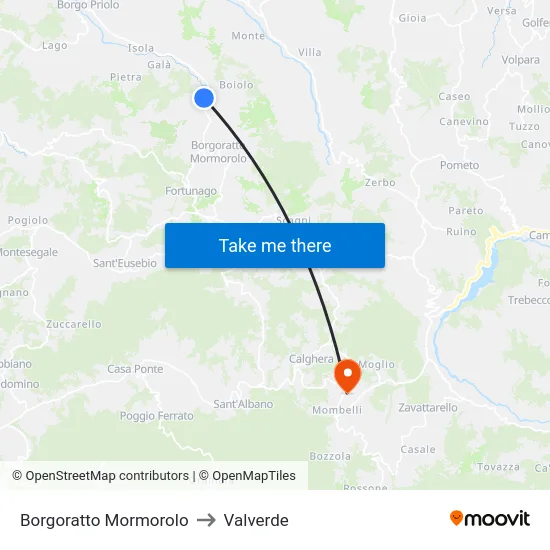 Borgoratto Mormorolo to Valverde map