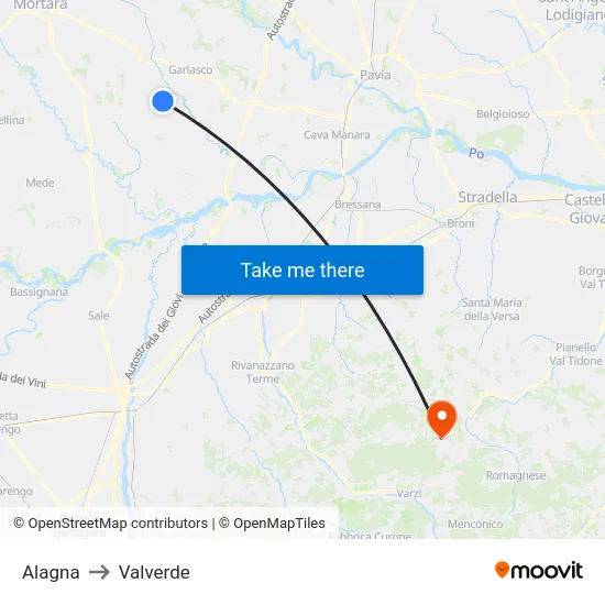 Alagna to Valverde map