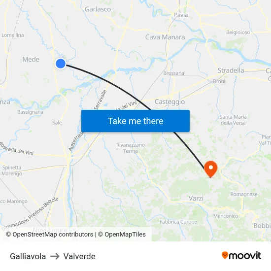 Galliavola to Valverde map