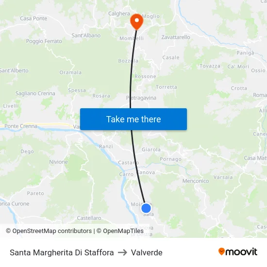 Santa Margherita Di Staffora to Valverde map