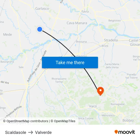 Scaldasole to Valverde map
