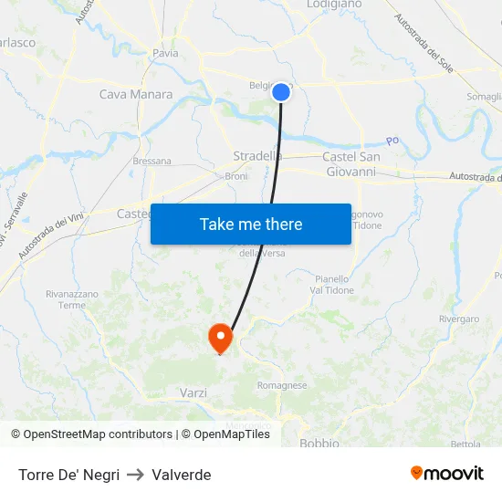 Torre De' Negri to Valverde map