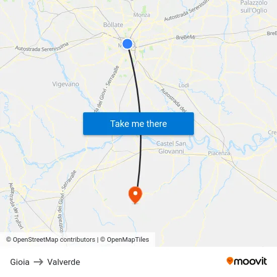 Gioia to Valverde map