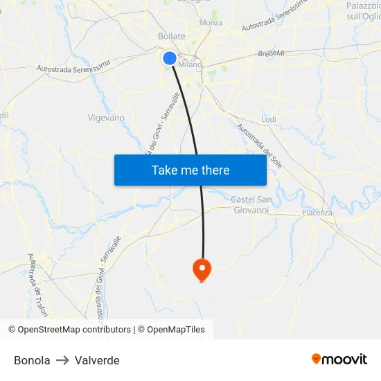 Bonola to Valverde map