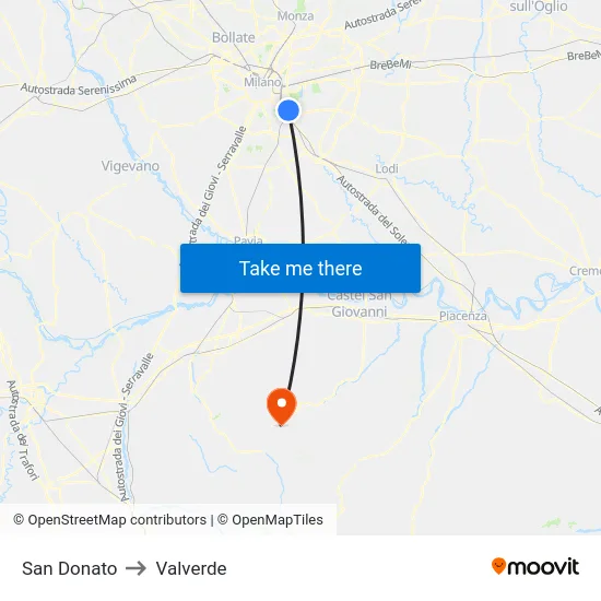 San Donato to Valverde map