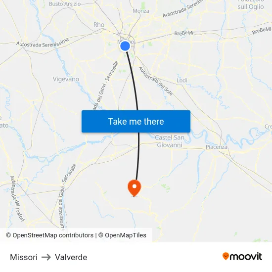 Missori to Valverde map