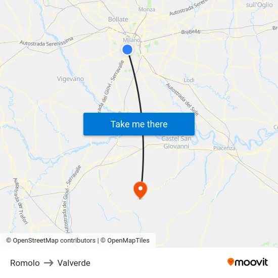 Romolo to Valverde map