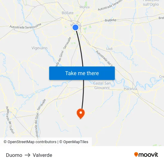 Duomo to Valverde map