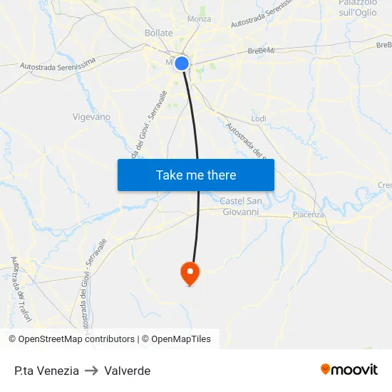 P.ta Venezia to Valverde map