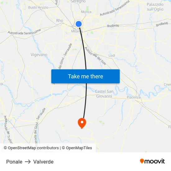 Ponale to Valverde map