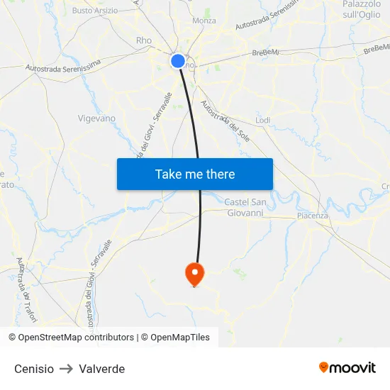 Cenisio to Valverde map