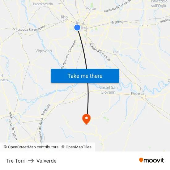 Three Towers to Valverde map