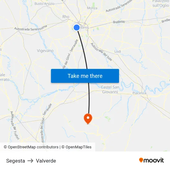 Segesta to Valverde map