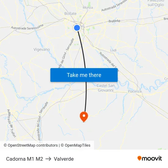Cadorna M1 M2 to Valverde map