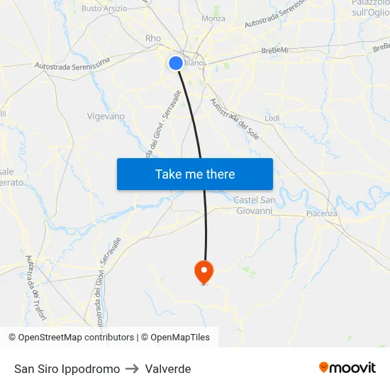 San Siro Hippodrome to Valverde map