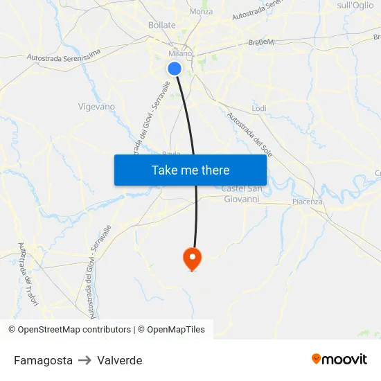 Famagosta to Valverde map