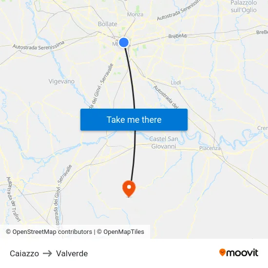 Caiazzo to Valverde map