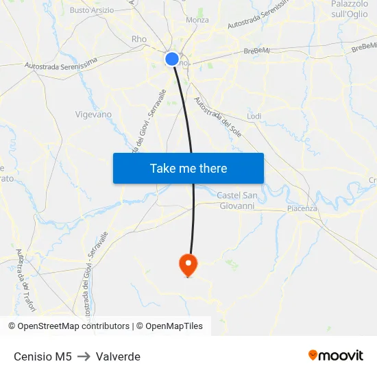 Cenisio M5 to Valverde map