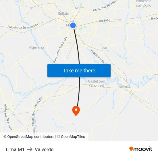 Lima M1 to Valverde map