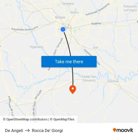 De Angeli to Rocca De' Giorgi map