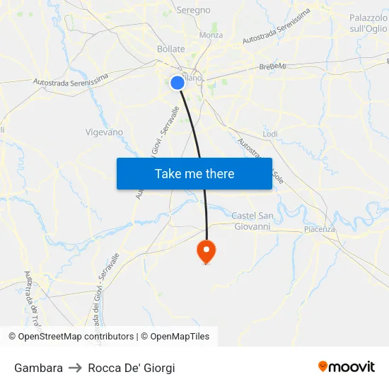 Gambara to Rocca De' Giorgi map