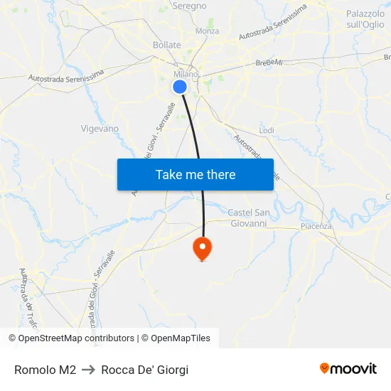 Romolo M2 to Rocca De' Giorgi map