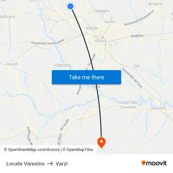 Locate Varesino to Varzi map