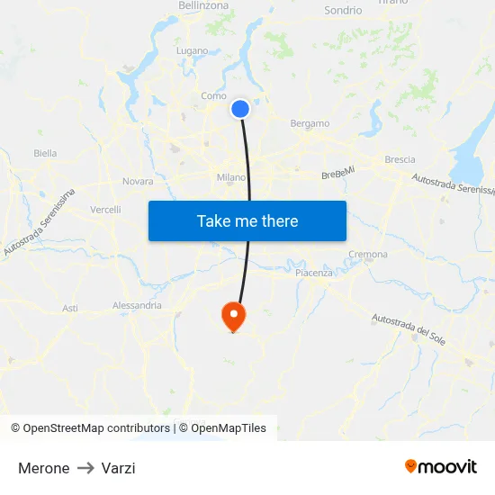 Merone to Varzi map