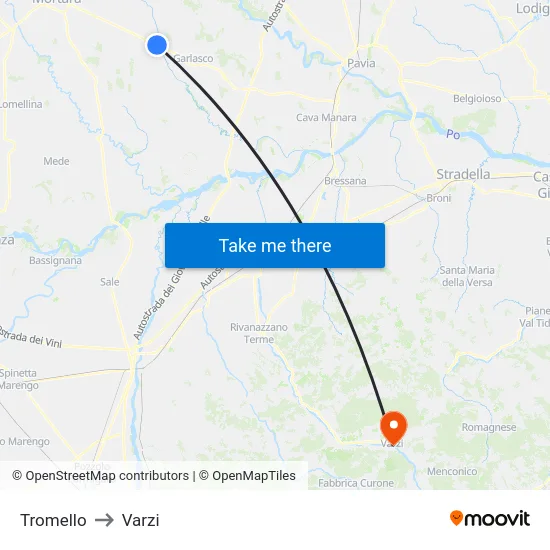 Tromello to Varzi map
