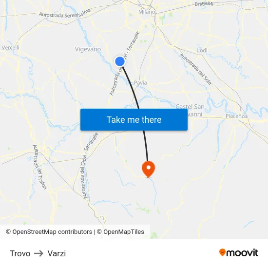 Trovo to Varzi map