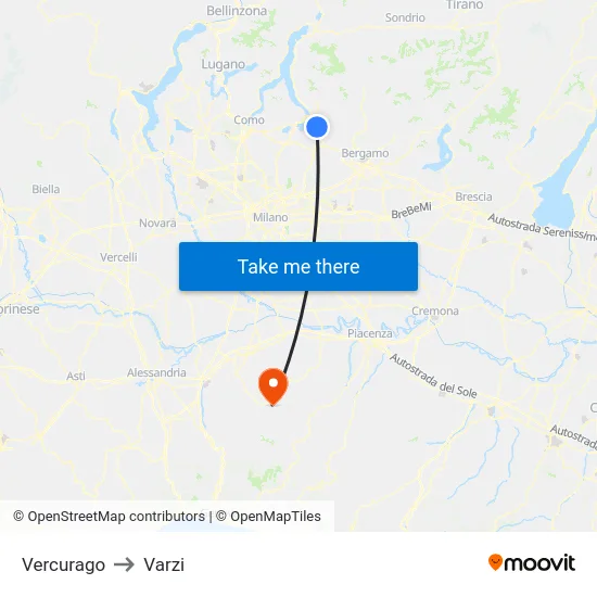 Vercurago to Varzi map