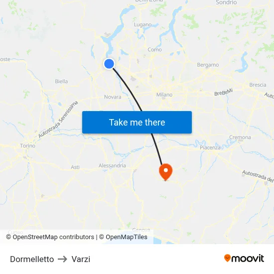 Dormelletto to Varzi map