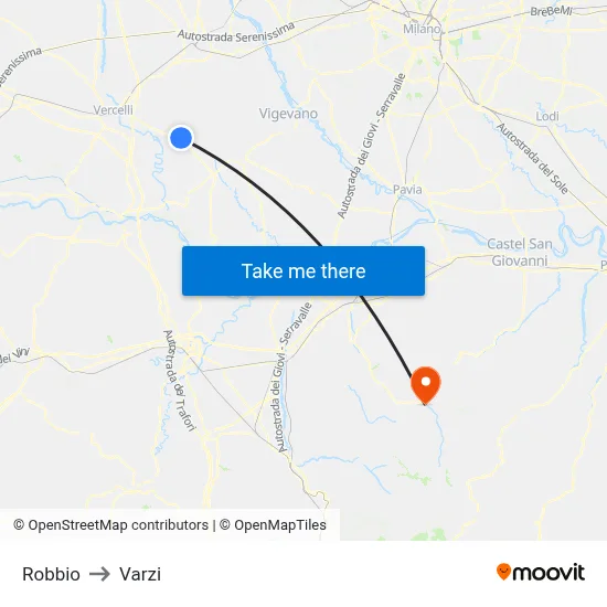 Robbio to Varzi map