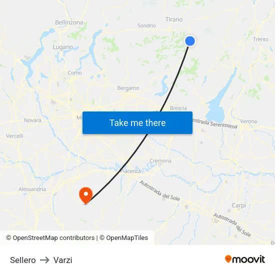 Sellero to Varzi map