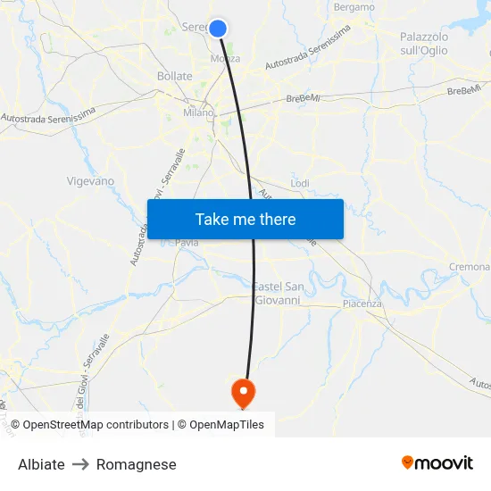 Albiate to Romagnese map