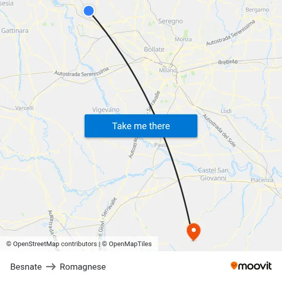 Besnate to Romagnese map