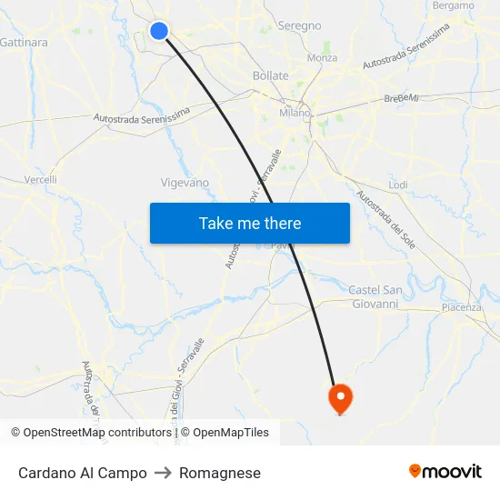 Cardano Al Campo to Romagnese map